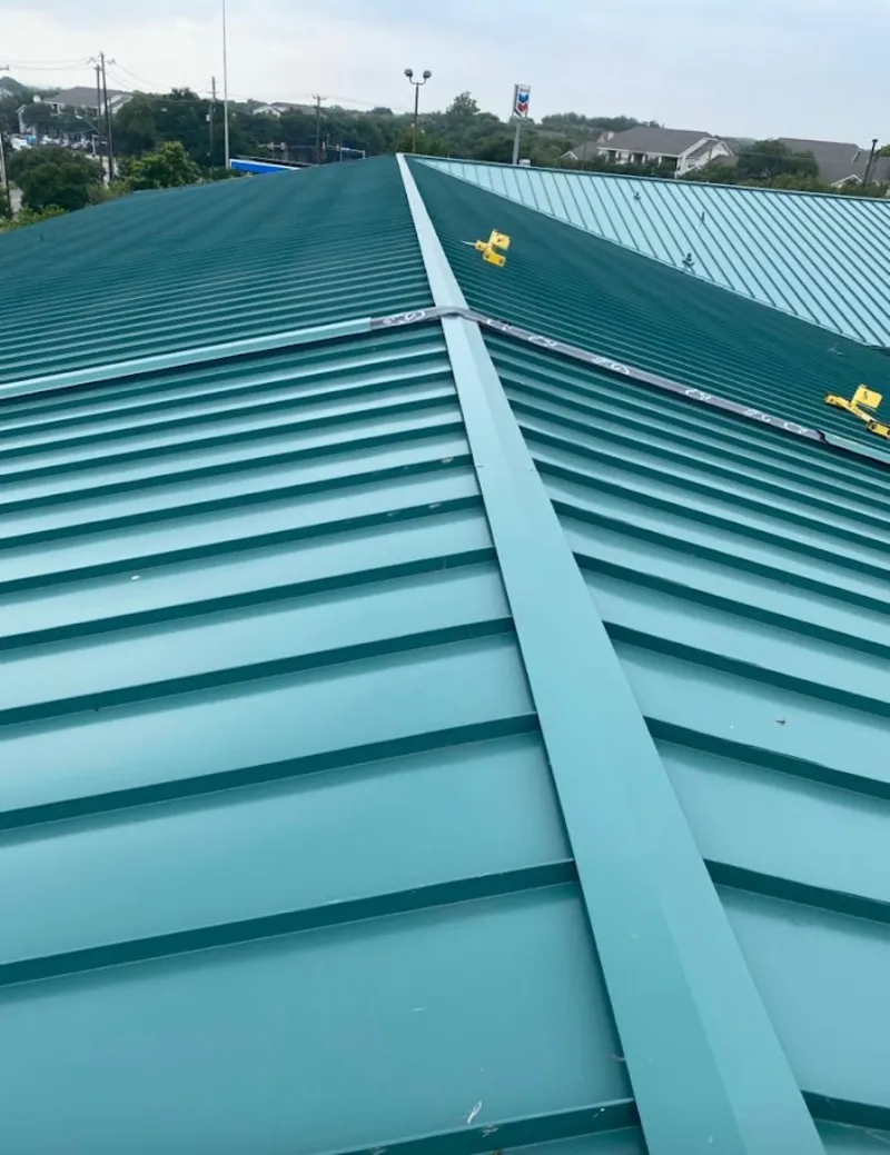 Green commercial metal roof ridge and valley for Metal Roof Repair in Smyrna